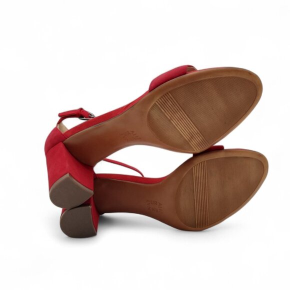 Naturalizer Women's Size 9 W Red Vera Suede Block Heel Ankle Strap Dress Sandals - Picture 14 of 14